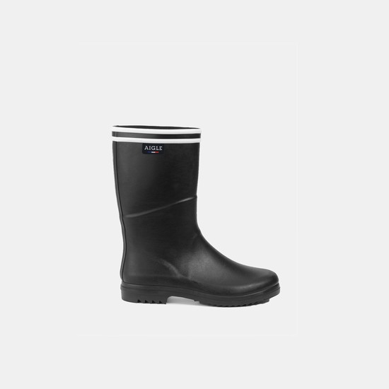 Aigle The Boot With The Double White Stripe Seaside Boots Women Black ZA-59041